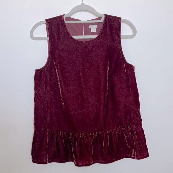 J Crew Factory Drapey Velvet Peplum Tank Top - Picture 2 of 6